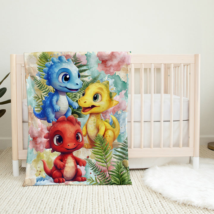 Mon petit ami Dino - Couverture de minky réversible