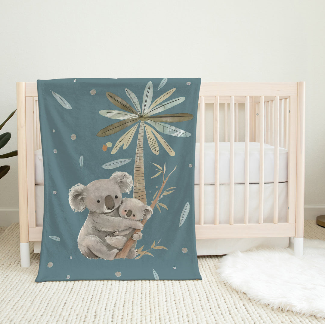 Maman et bébé koalas - Couverture de minky réversible