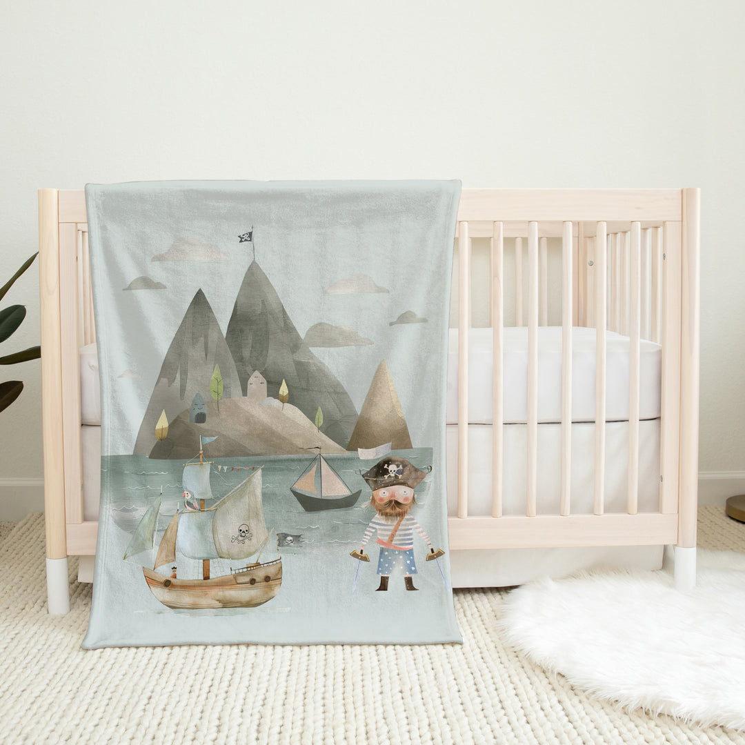 Pirates à la mer - Couverture de minky réversible