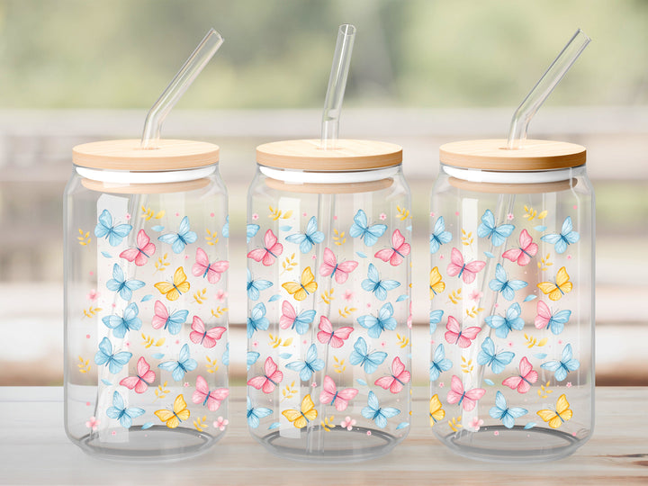 Verre Papillon aquarelle / Autocollant UV DTF