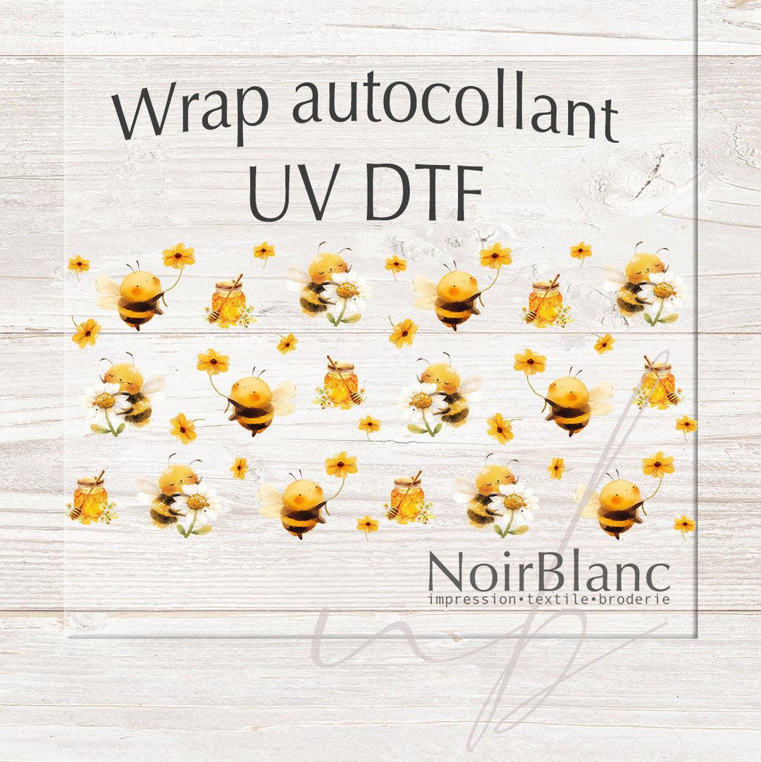 Verre Petites abeilles / Autocollant UV DTF