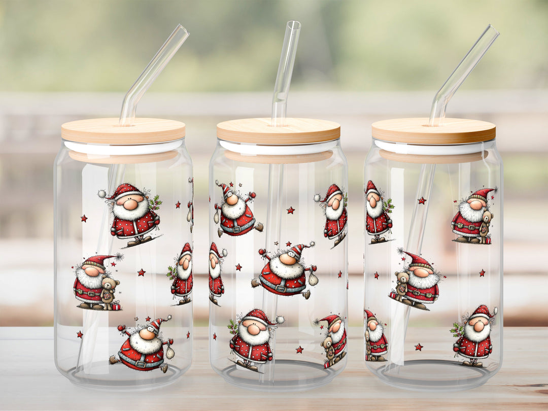 Verre Drôle de Père Noël / Autocollant UV DTF