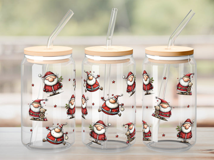 Verre Drôle de Père Noël / Autocollant UV DTF