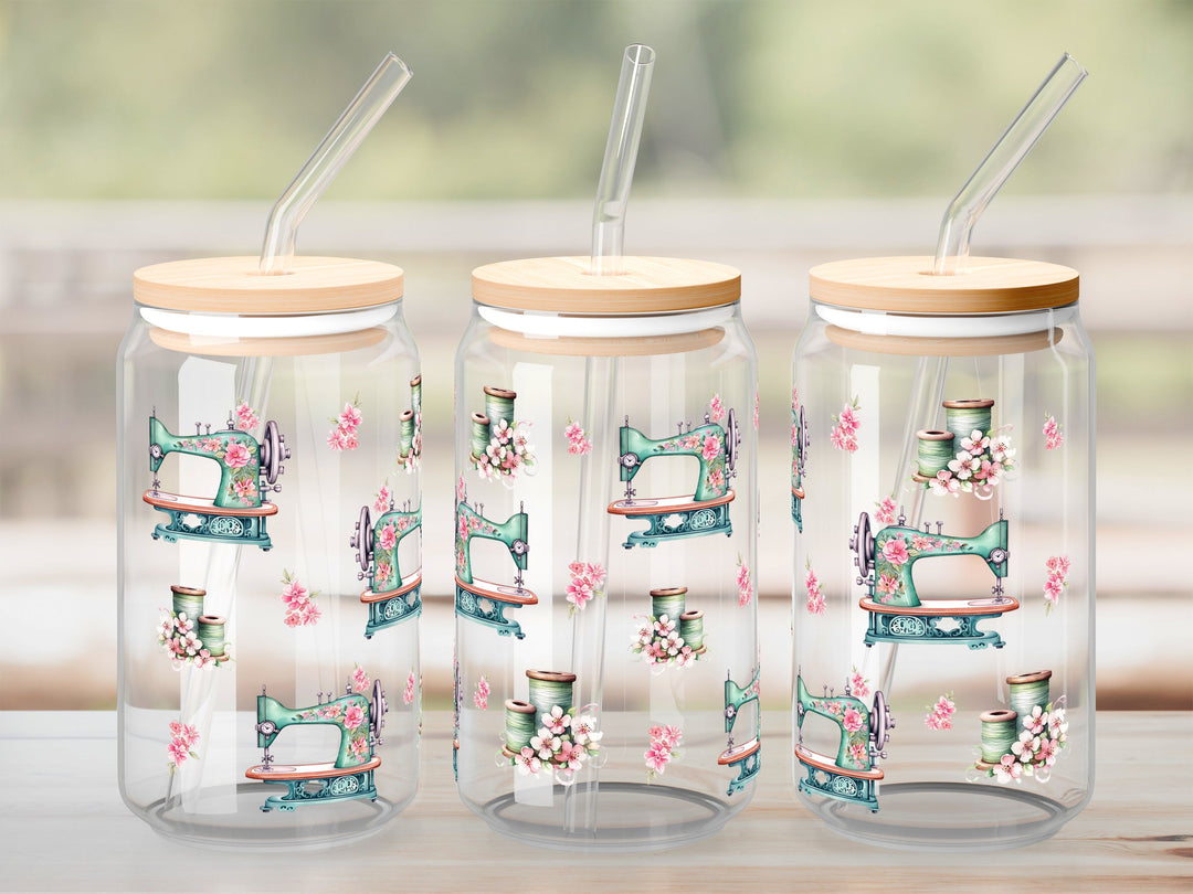 Verre Couture et fleurs / Autocollant UV DTF