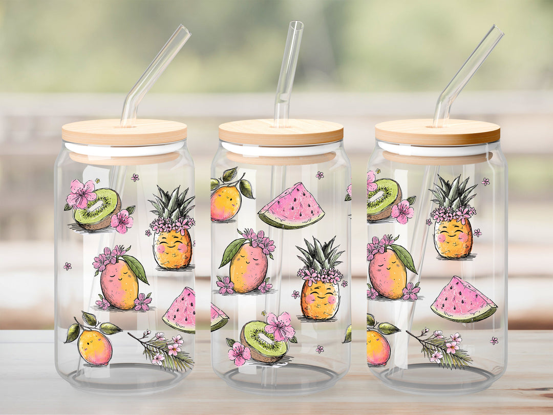Verre Salade tropicale / Autocollant UV DTF