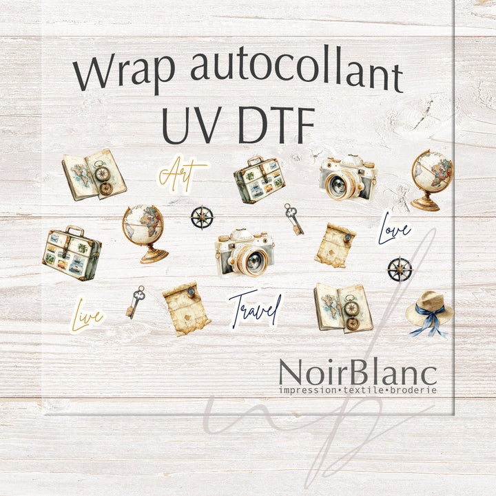 Verre Travel, Love, Art, Live / Autocollant UV DTF