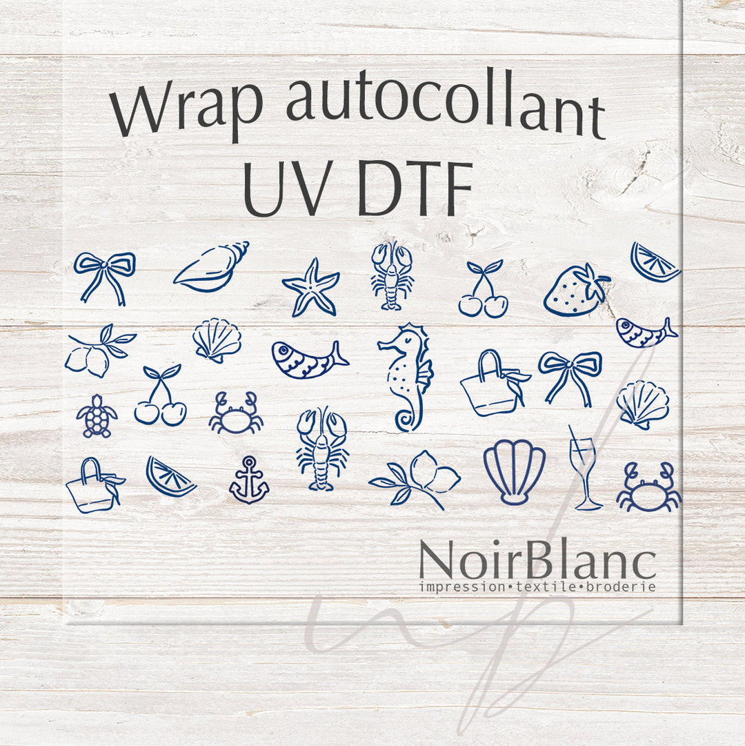 Verre Mix nautique bleu / Autocollant UV DTF