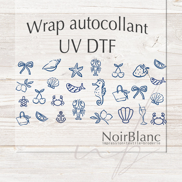 Verre Mix nautique bleu / Autocollant UV DTF