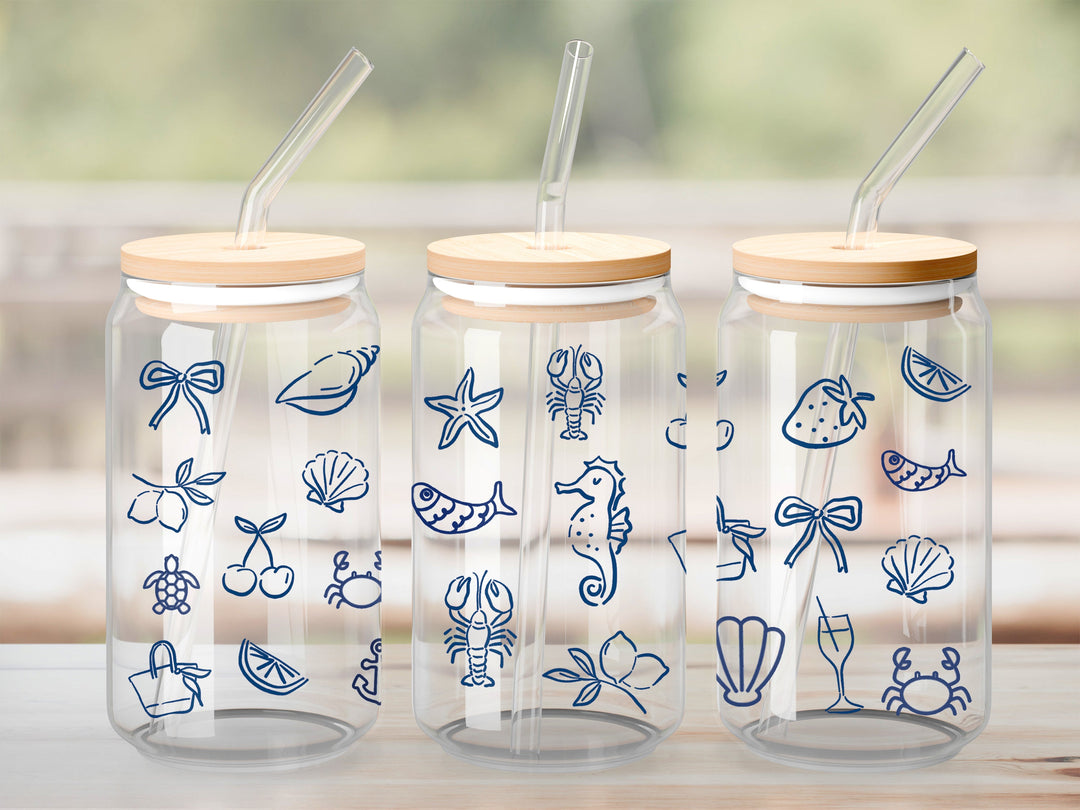 Verre Mix nautique bleu / Autocollant UV DTF