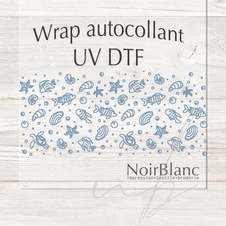 Verre Sous l'océan bleu / Autocollant UV DTF
