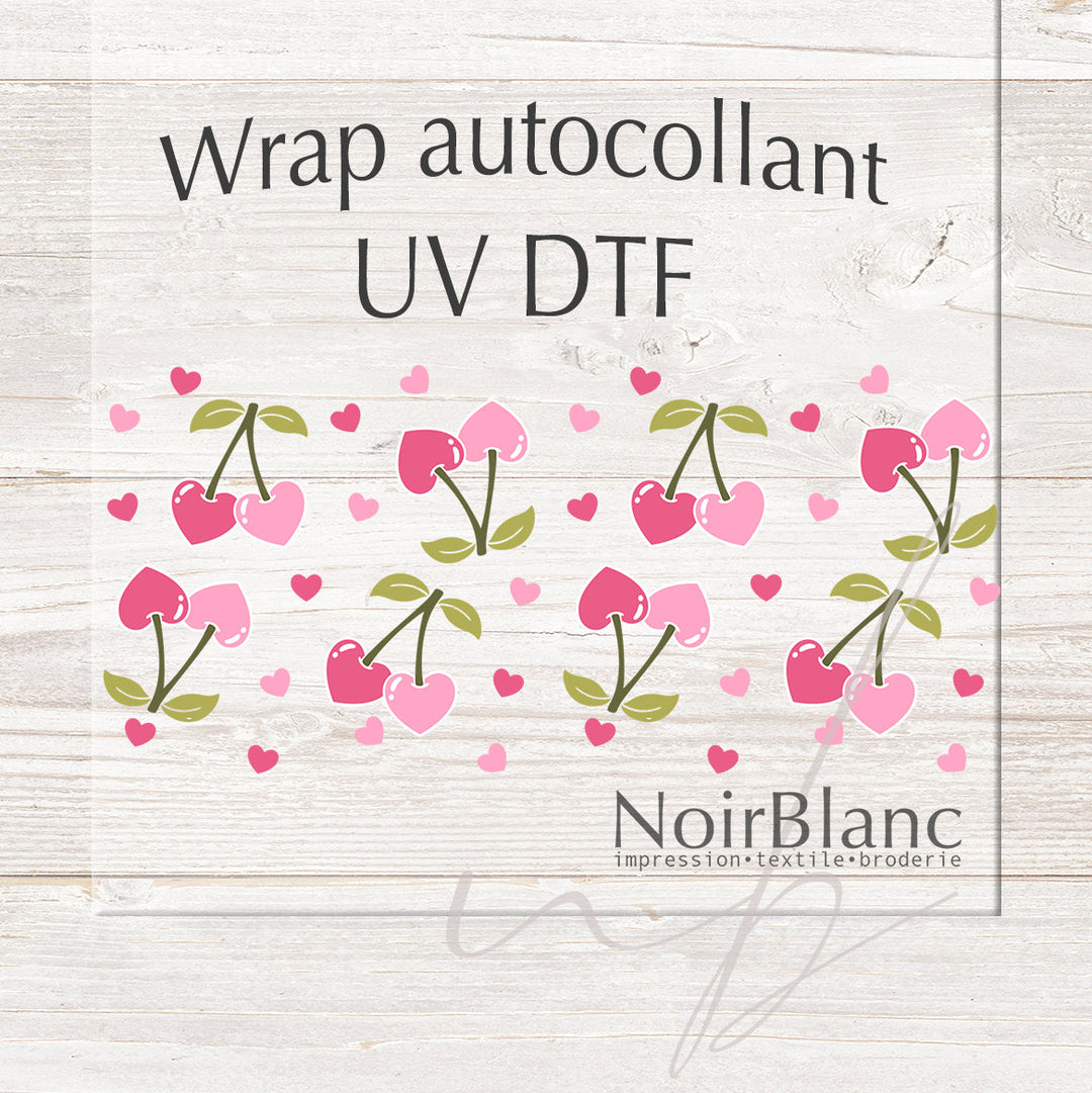 Verre Cerises d'amour / Autocollant UV DTF