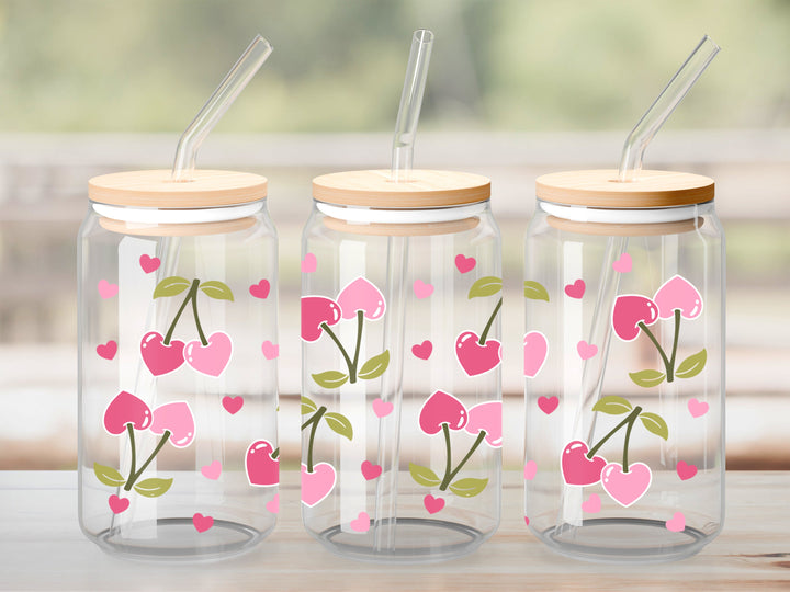 Verre Cerises d'amour / Autocollant UV DTF