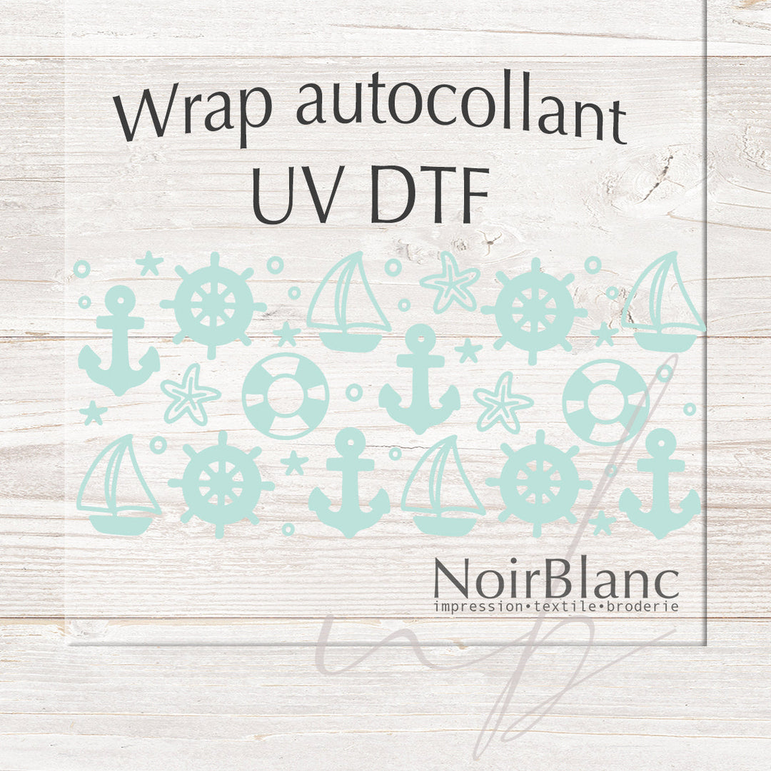 Verre Mix nautique turquoise / Autocollant UV DTF