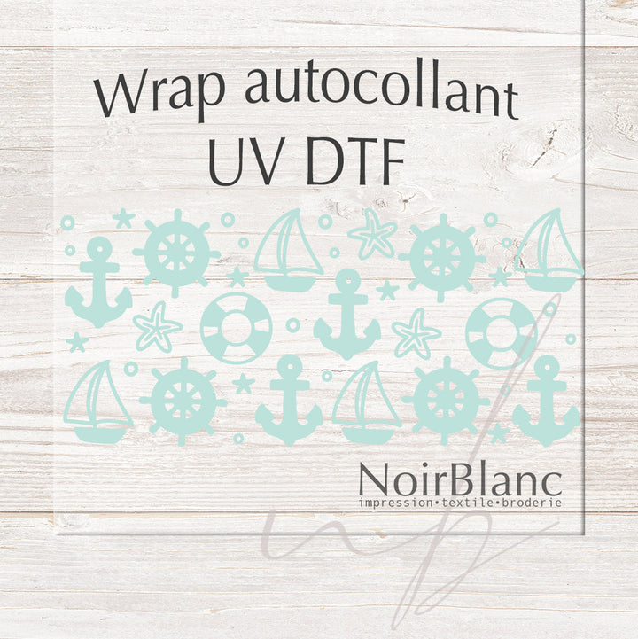 Verre Mix nautique turquoise / Autocollant UV DTF