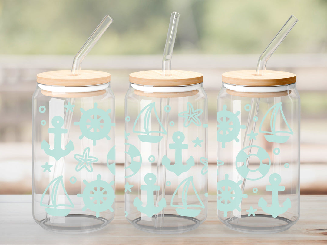 Verre Mix nautique turquoise / Autocollant UV DTF