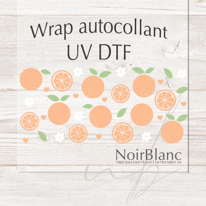 Verre Orange et fleurs / Autocollant UV DTF