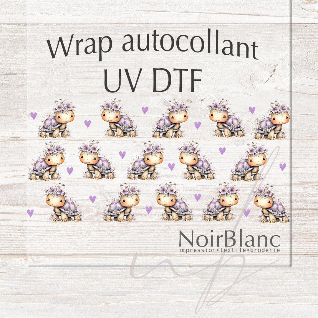 Verre Tortue coquette lilas / Autocollant UV DTF