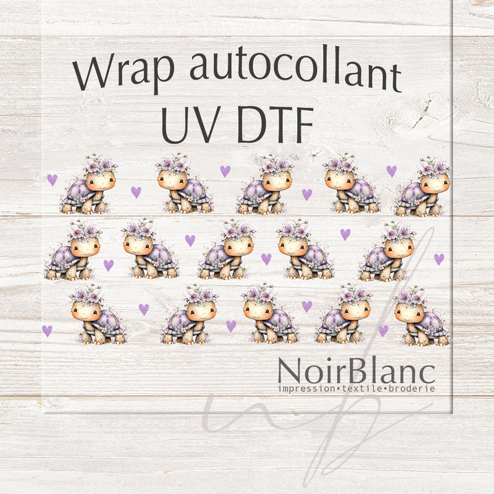 Verre Tortue coquette lilas / Autocollant UV DTF