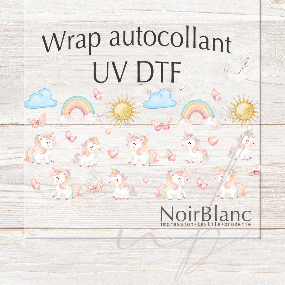 Verre Licorne arc-en-ciel  / Autocollant UV DT