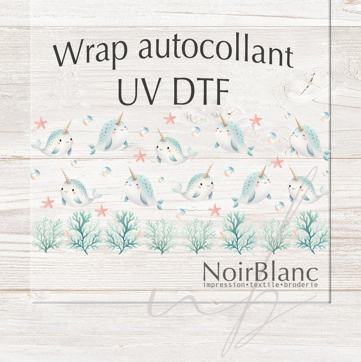 Verre Narval et bulles / Autocollant UV DTF