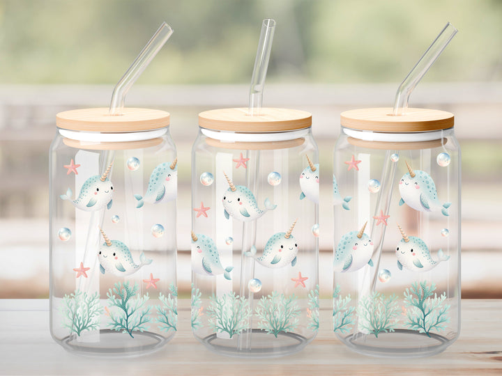 Verre Narval et bulles / Autocollant UV DTF