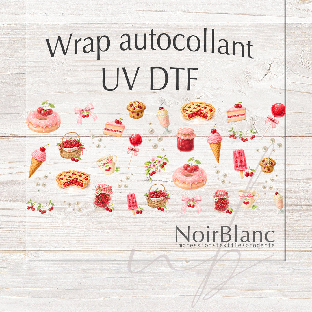 Verre Gâteau à la cerise / Autocollant UV DTF