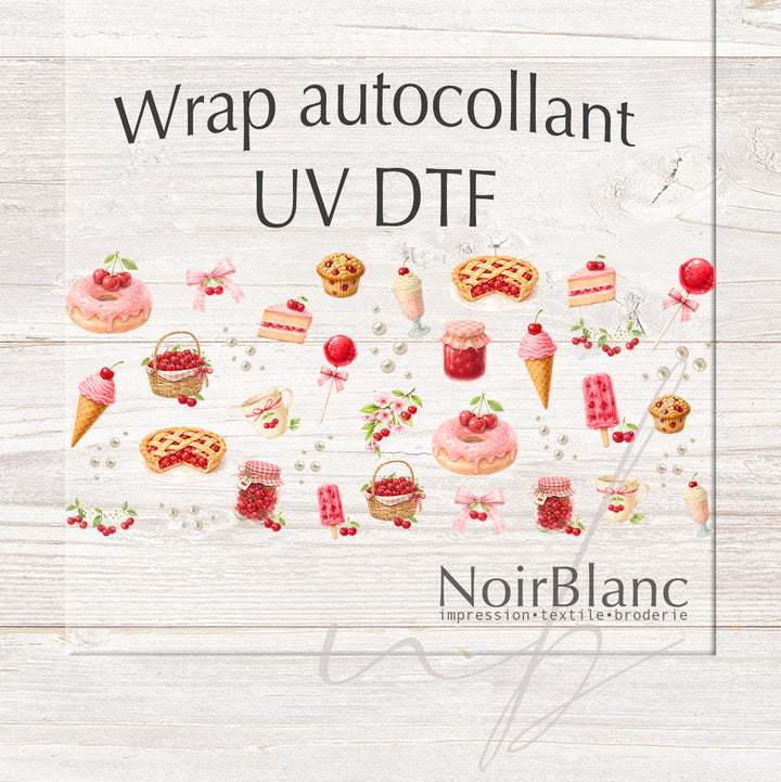 Verre Gâteau à la cerise / Autocollant UV DTF