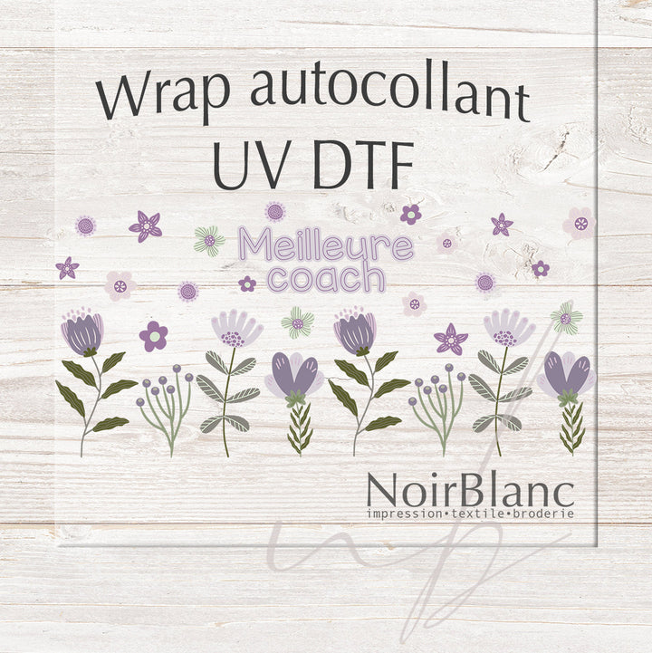 Verre Meilleure coach floral lilas  / Autocollant UV DTF