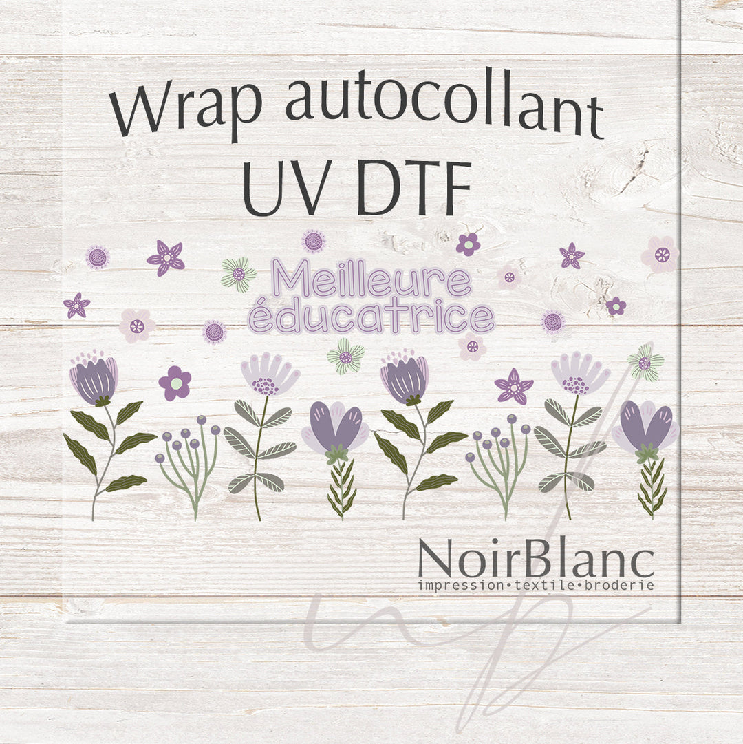 Verre Meilleure éducatrice floral lilas / Autocollant UV DTF