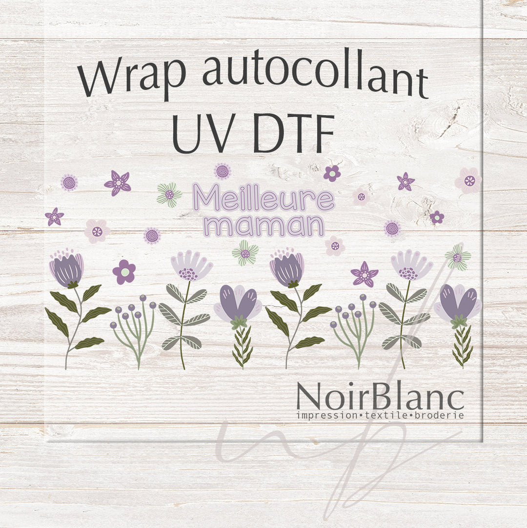 Verre meilleure maman floral lilas / Autocollant UV DTF
