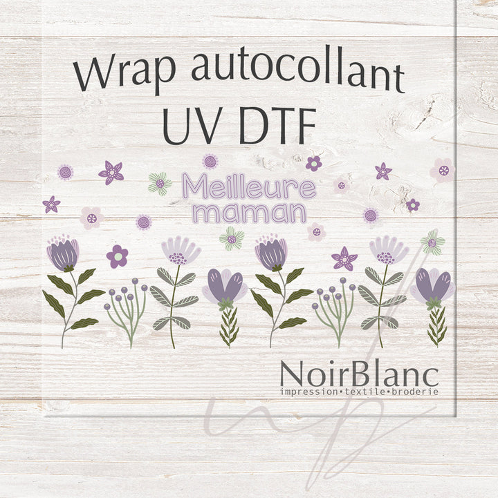Verre meilleure maman floral lilas / Autocollant UV DTF
