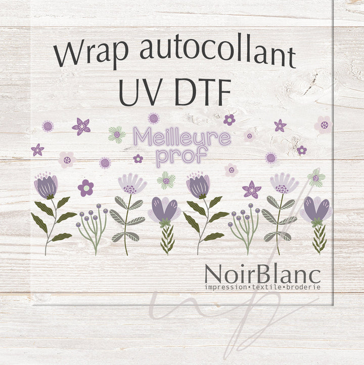 Verre Meilleure prof floral lilas / Autocollant UV DTF