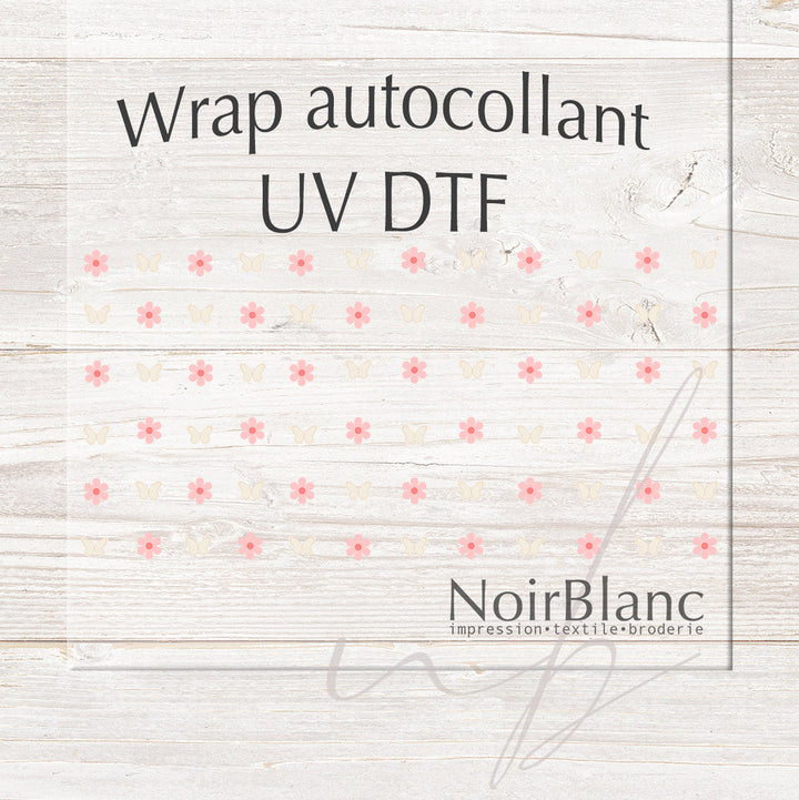 Verre Mini fleurs et papillon / Autocollant UV DTF