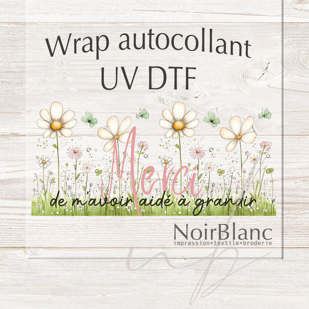 Verre Merci de m'avoir aidé à grandir / Autocollant UV DTF