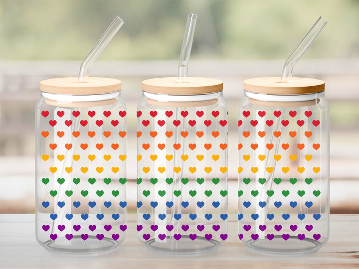 Verre Arc-en-ciel de coeur / Autocollant UV DTF