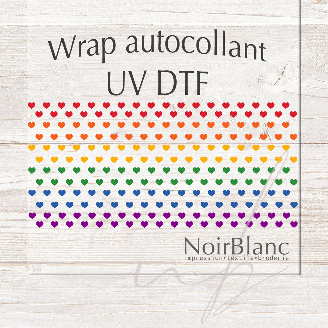 Verre Arc-en-ciel de coeur / Autocollant UV DTF