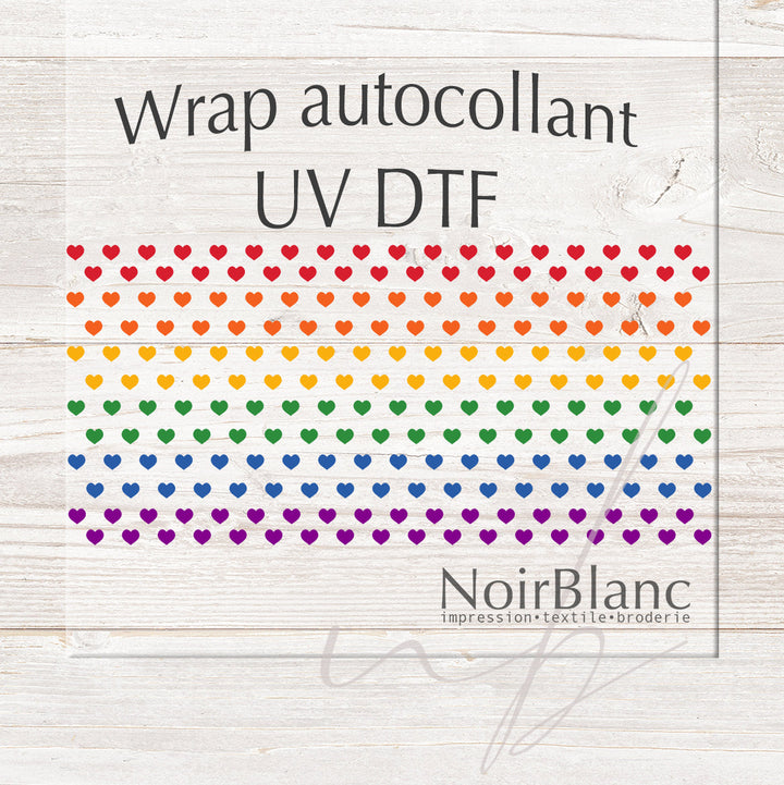 Verre Arc-en-ciel de coeur / Autocollant UV DTF