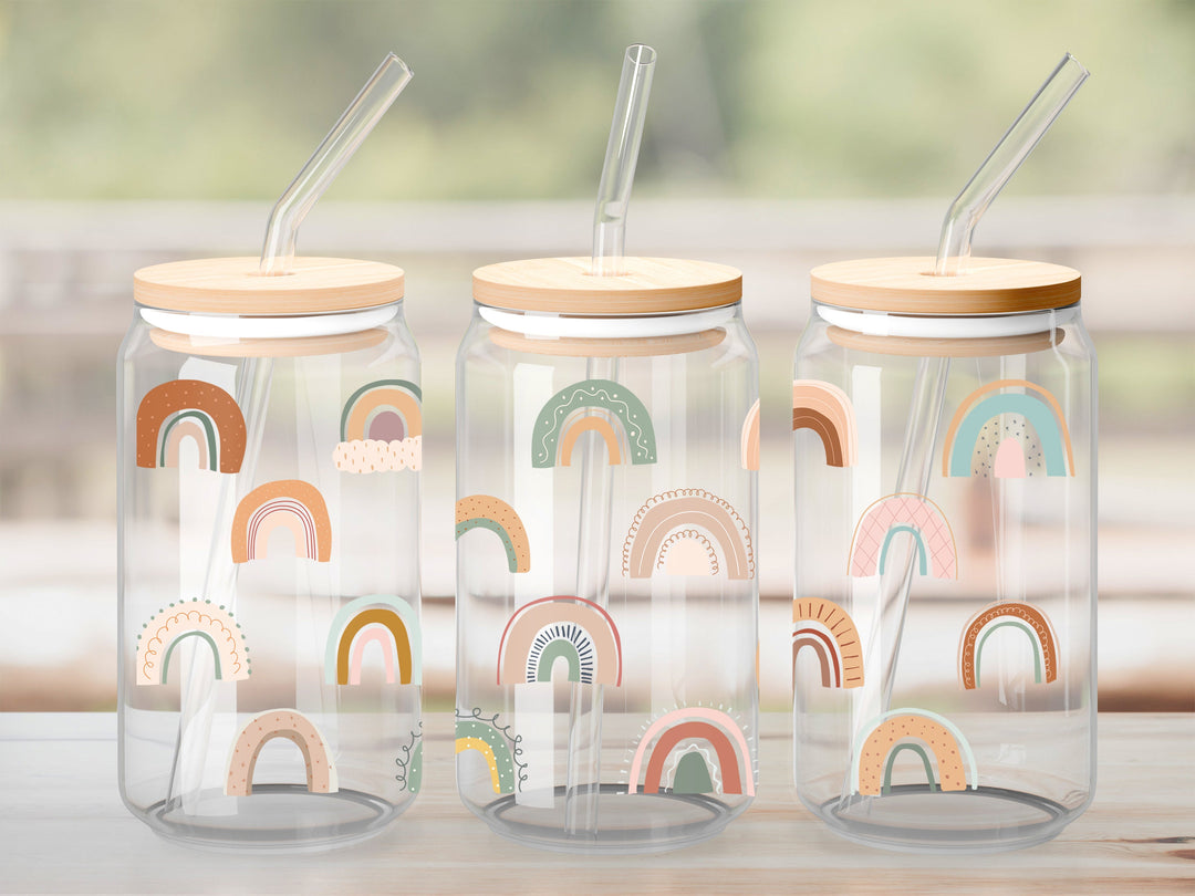 Verre Arc-en-ciel boho / Autocollant UV DTF
