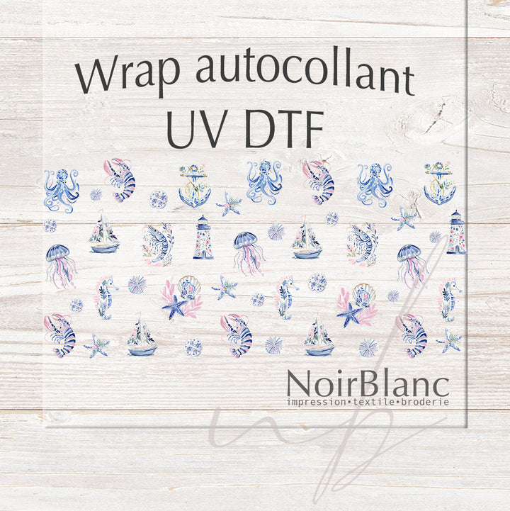 Verre Bleu océan rose / Autocollant UV DTF
