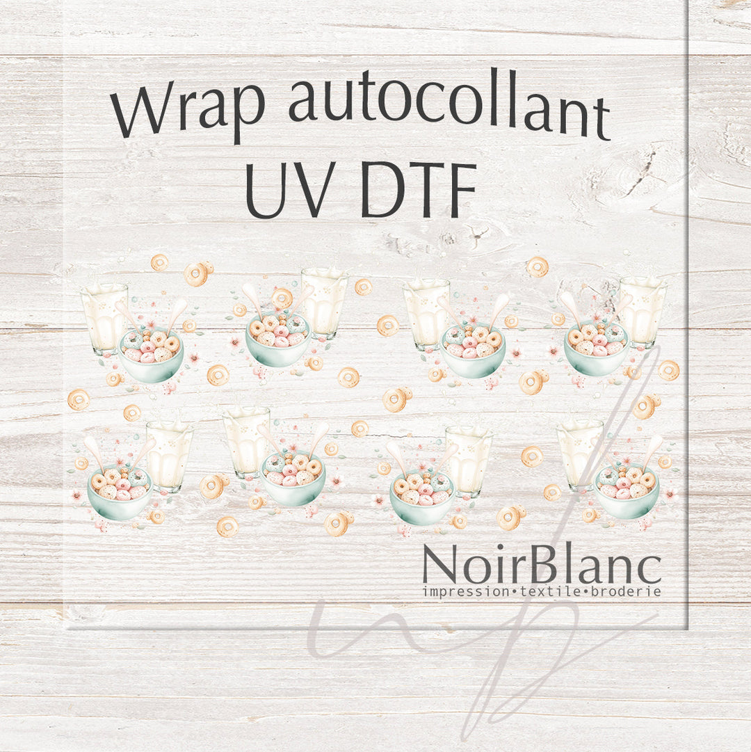 Verre Bol de céréales / Autocollant UV DTF