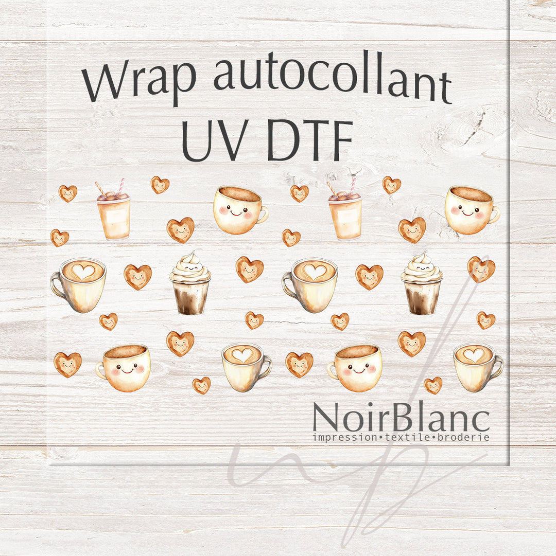 Verre Café souriant / Autocollant UV DTF