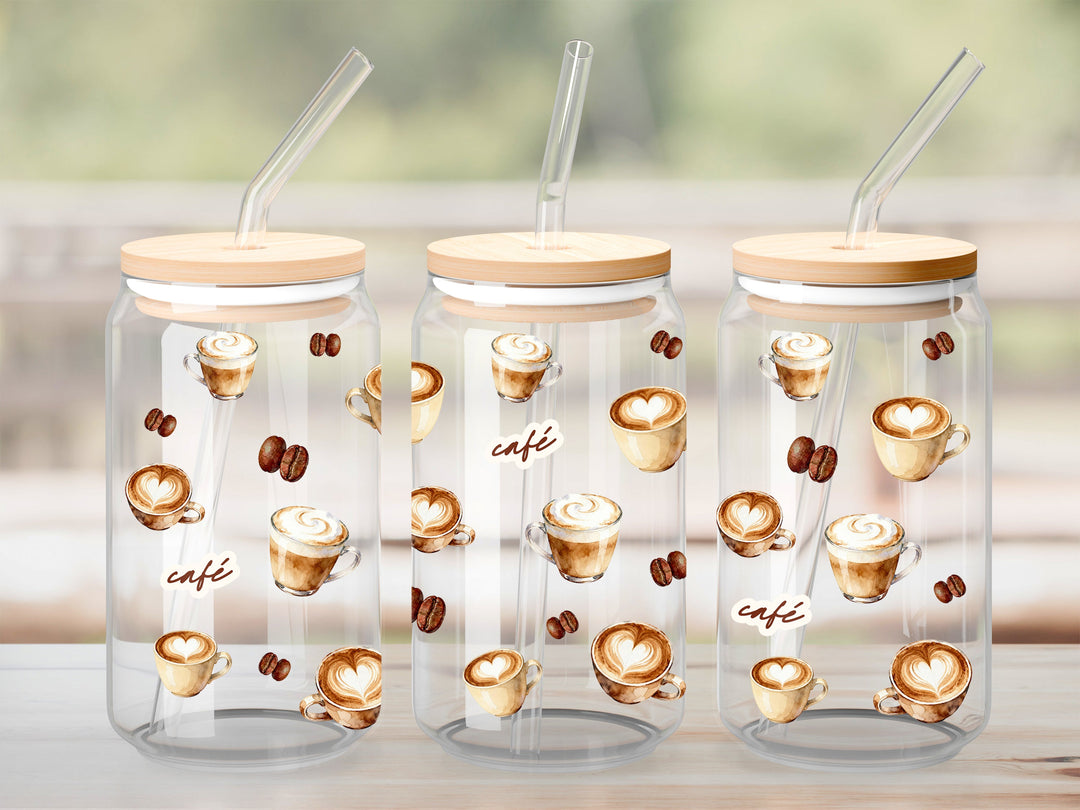 Verre Café chaud / Autocollant UV DTF