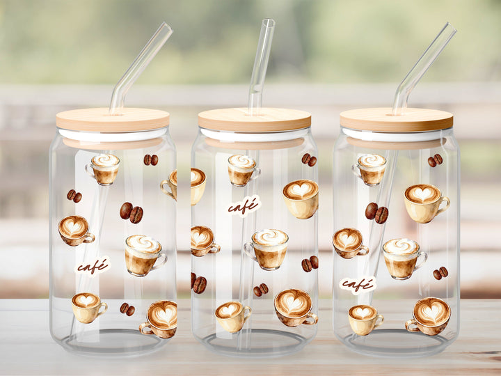 Verre Café chaud / Autocollant UV DTF