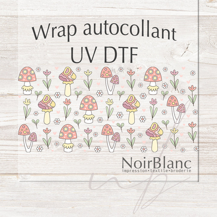 Verre Champignon groovy / Autocollant UV DTF