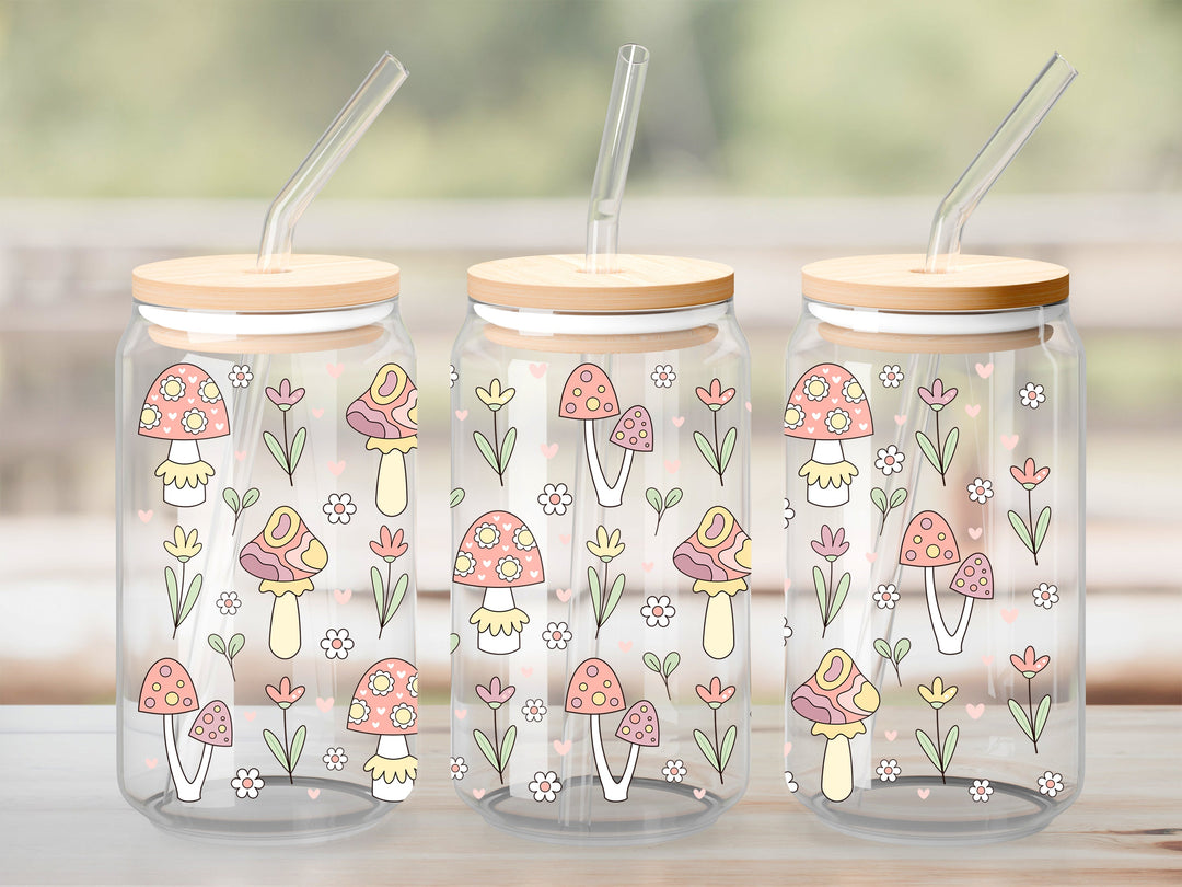 Verre Champignon groovy / Autocollant UV DTF
