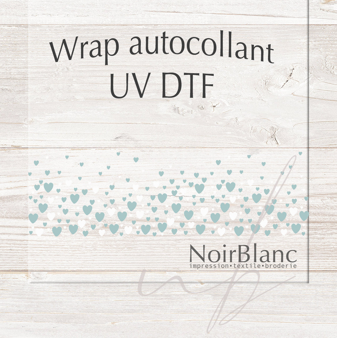 Verre Coeurs bleu / Autocollant UV DTF