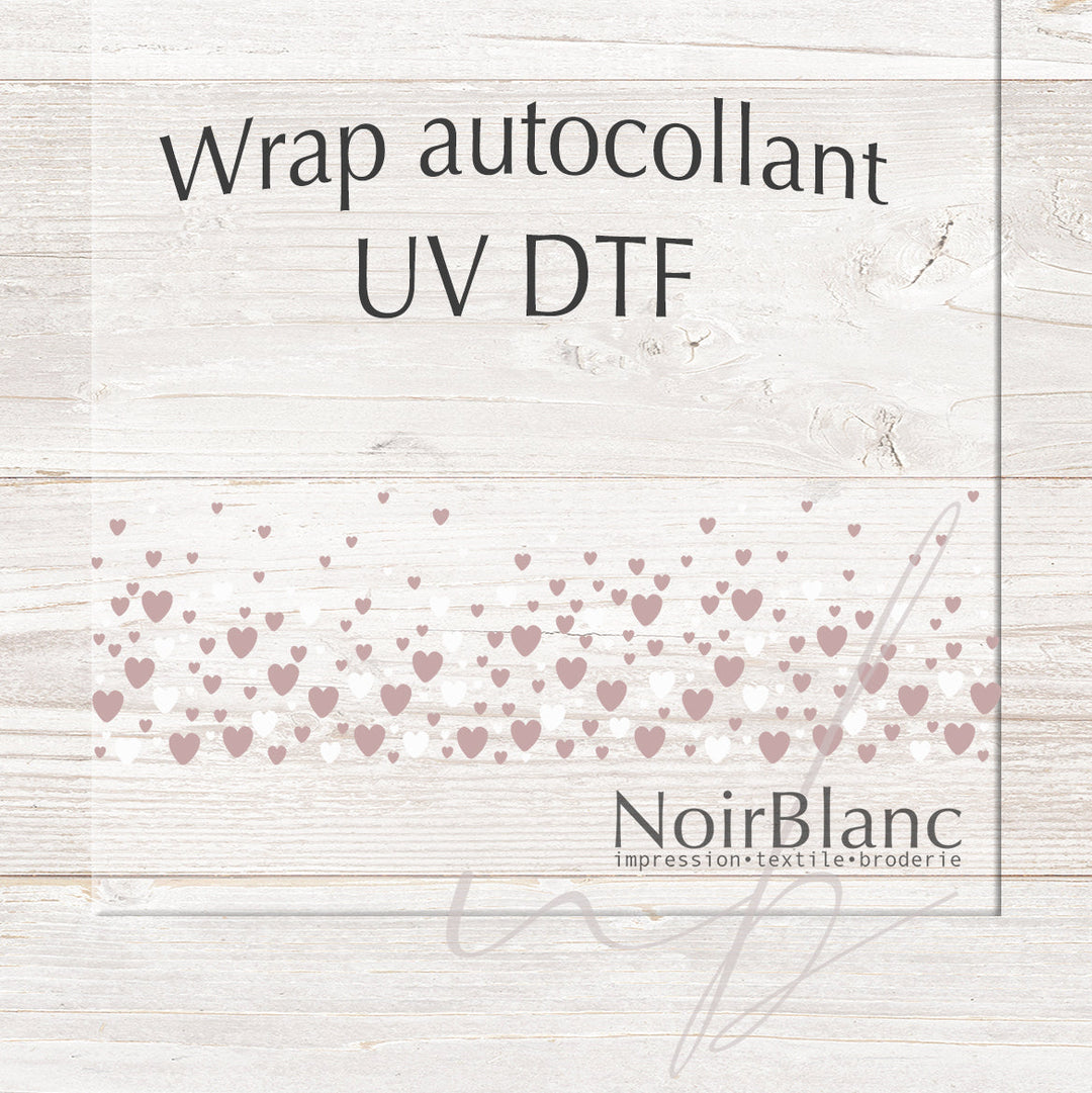 Verre Coeurs rose / Autocollant UV DTF