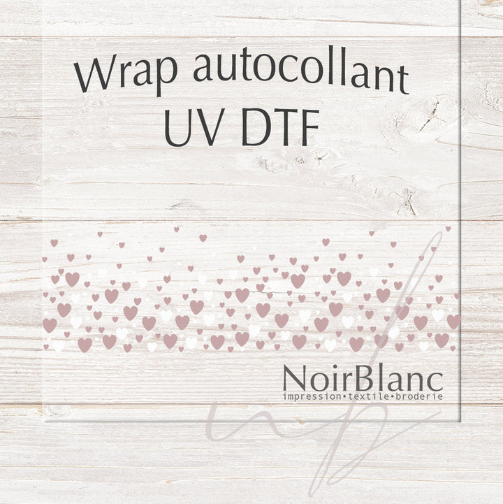 Verre Coeurs rose / Autocollant UV DTF