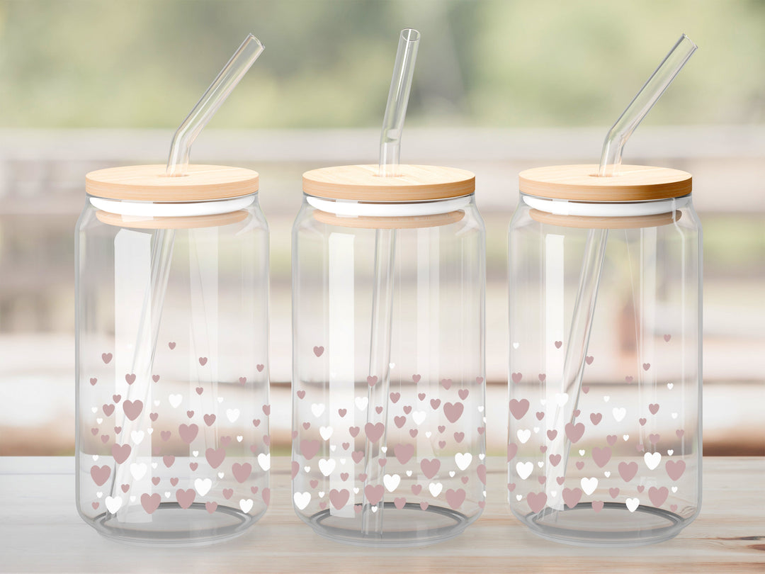 Verre Coeurs rose / Autocollant UV DTF