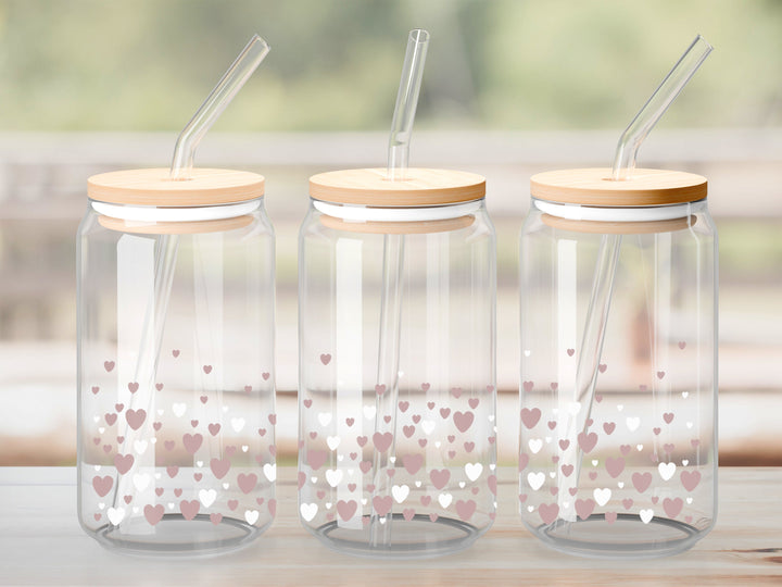 Verre Coeurs rose / Autocollant UV DTF